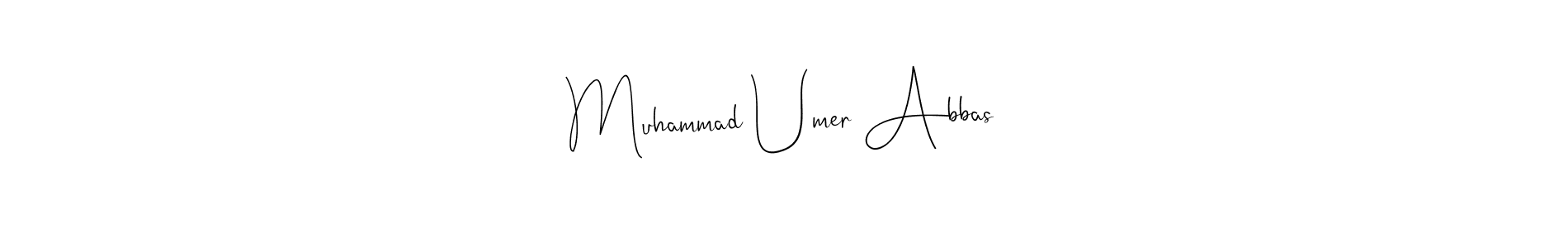 How to make Muhammad Umer Abbas name signature. Use Andilay-7BmLP style for creating short signs online. This is the latest handwritten sign. Muhammad Umer Abbas signature style 4 images and pictures png