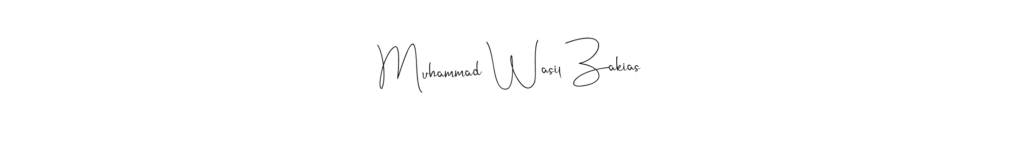 How to make Muhammad Wasil Zakias name signature. Use Andilay-7BmLP style for creating short signs online. This is the latest handwritten sign. Muhammad Wasil Zakias signature style 4 images and pictures png