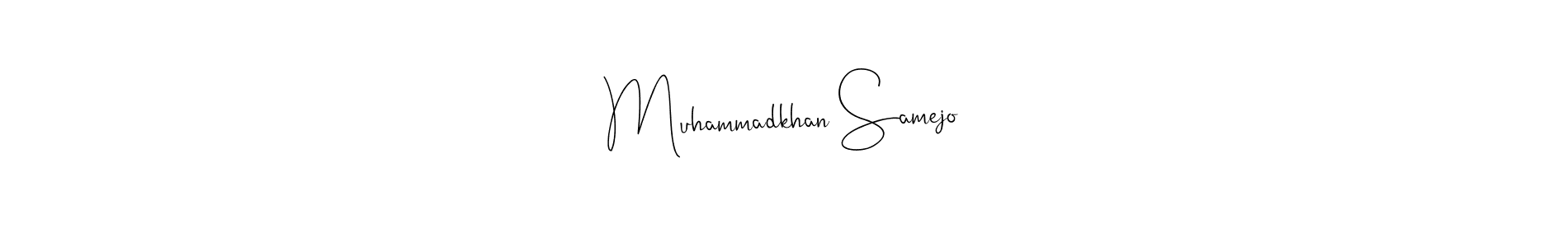 This is the best signature style for the Muhammadkhan Samejo name. Also you like these signature font (Andilay-7BmLP). Mix name signature. Muhammadkhan Samejo signature style 4 images and pictures png