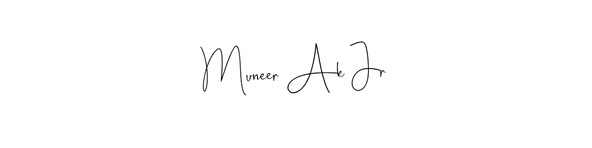 You can use this online signature creator to create a handwritten signature for the name Muneer Ak Jr. This is the best online autograph maker. Muneer Ak Jr signature style 4 images and pictures png