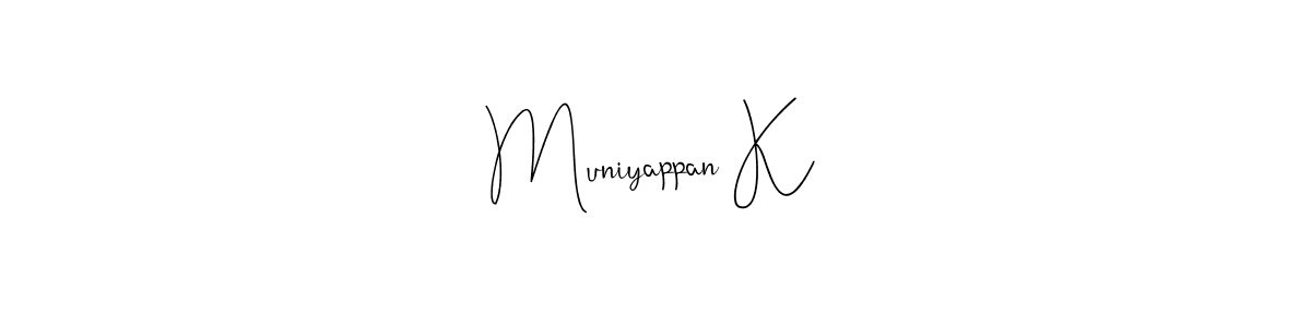 How to make Muniyappan K signature? Andilay-7BmLP is a professional autograph style. Create handwritten signature for Muniyappan K name. Muniyappan K signature style 4 images and pictures png