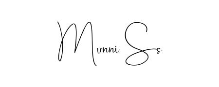 How to make Munni Ss name signature. Use Andilay-7BmLP style for creating short signs online. This is the latest handwritten sign. Munni Ss signature style 4 images and pictures png