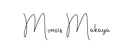 A stylish, flowing autograph style designed for name Munsif Makaya using Andilay-7BmLP typography. Perfect for digital creative projects. Munsif Makaya signature style 4 images and pictures png