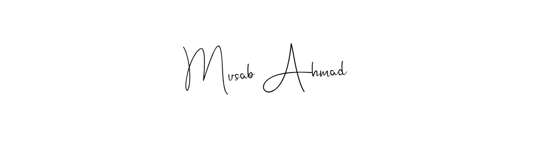 Also we have Musab Ahmad name is the best signature style. Create professional handwritten signature collection using Andilay-7BmLP autograph style. Musab Ahmad signature style 4 images and pictures png