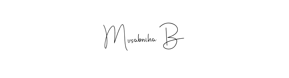 Make a beautiful signature design for name Musabniha B. Use this online signature maker to create a handwritten signature for free. Musabniha B signature style 4 images and pictures png