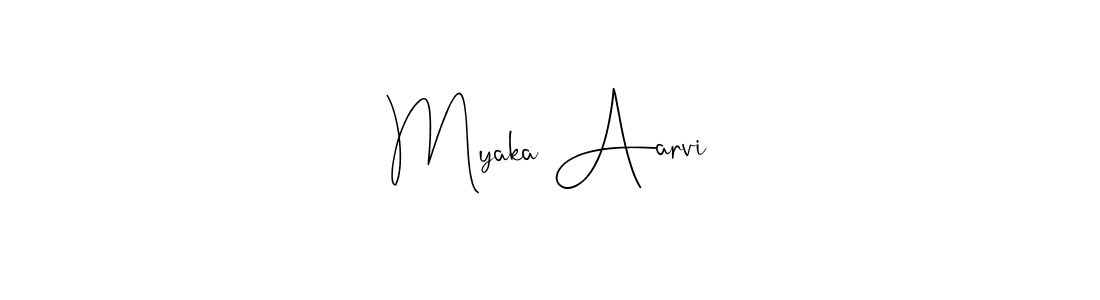 The best way (Andilay-7BmLP) to make a short signature is to pick only two or three words in your name. The name Myaka Aarvi include a total of six letters. For converting this name. Myaka Aarvi signature style 4 images and pictures png