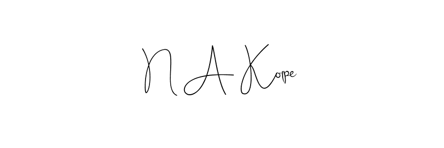 if you are searching for the best signature style for your name N A Kolpe. so please give up your signature search. here we have designed multiple signature styles  using Andilay-7BmLP. N A Kolpe signature style 4 images and pictures png