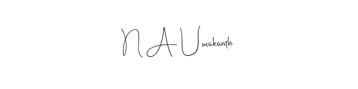 How to make N A Umakanth name signature. Use Andilay-7BmLP style for creating short signs online. This is the latest handwritten sign. N A Umakanth signature style 4 images and pictures png