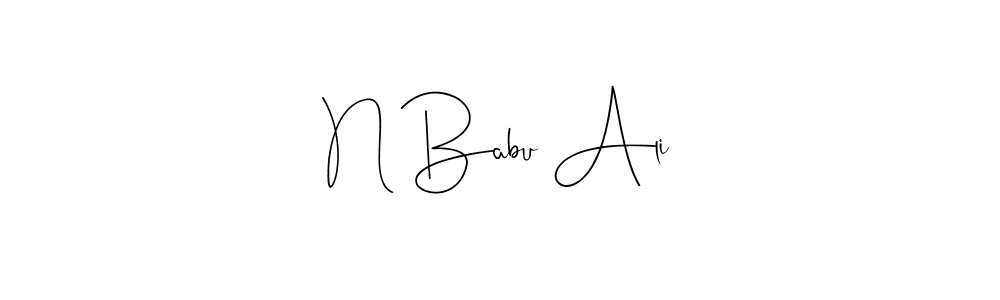The best way (Andilay-7BmLP) to make a short signature is to pick only two or three words in your name. The name N Babu Ali include a total of six letters. For converting this name. N Babu Ali signature style 4 images and pictures png