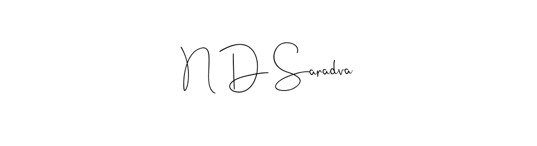 if you are searching for the best signature style for your name N D Saradva. so please give up your signature search. here we have designed multiple signature styles  using Andilay-7BmLP. N D Saradva signature style 4 images and pictures png