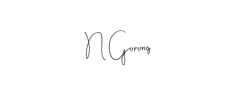 How to make N Gurung name signature. Use Andilay-7BmLP style for creating short signs online. This is the latest handwritten sign. N Gurung signature style 4 images and pictures png