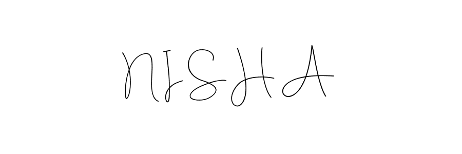 How to make N I S H A name signature. Use Andilay-7BmLP style for creating short signs online. This is the latest handwritten sign. N I S H A signature style 4 images and pictures png