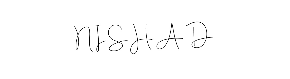 if you are searching for the best signature style for your name N I S H A D. so please give up your signature search. here we have designed multiple signature styles  using Andilay-7BmLP. N I S H A D signature style 4 images and pictures png