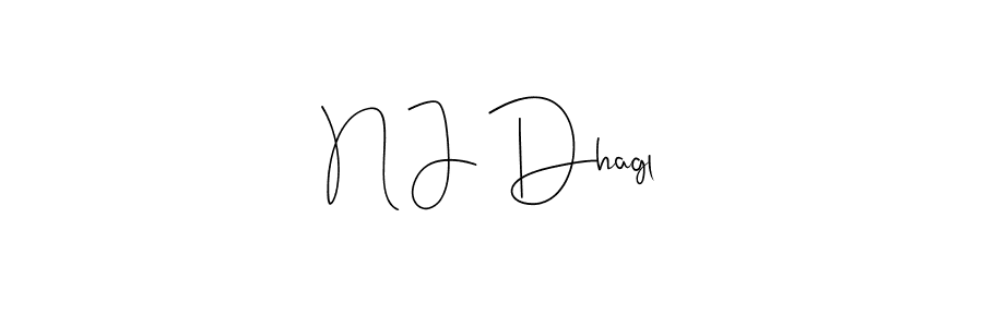 How to make N J Dhagl name signature. Use Andilay-7BmLP style for creating short signs online. This is the latest handwritten sign. N J Dhagl signature style 4 images and pictures png