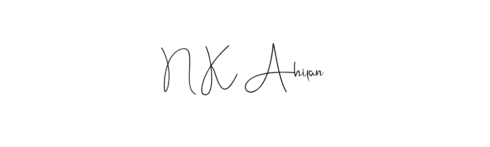 Similarly Andilay-7BmLP is the best handwritten signature design. Signature creator online .You can use it as an online autograph creator for name N K Ahilan. N K Ahilan signature style 4 images and pictures png