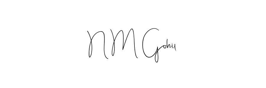 The best way (Andilay-7BmLP) to make a short signature is to pick only two or three words in your name. The name N M Gohil include a total of six letters. For converting this name. N M Gohil signature style 4 images and pictures png