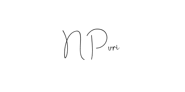 How to make N Puri signature? Andilay-7BmLP is a professional autograph style. Create handwritten signature for N Puri name. N Puri signature style 4 images and pictures png