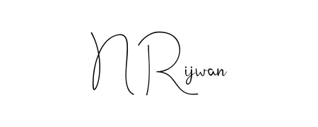 Try this chic N Rijwan handwritten sign style. Using Andilay-7BmLP font elements, it gives your name a sleek, memorable identity. N Rijwan signature style 4 images and pictures png