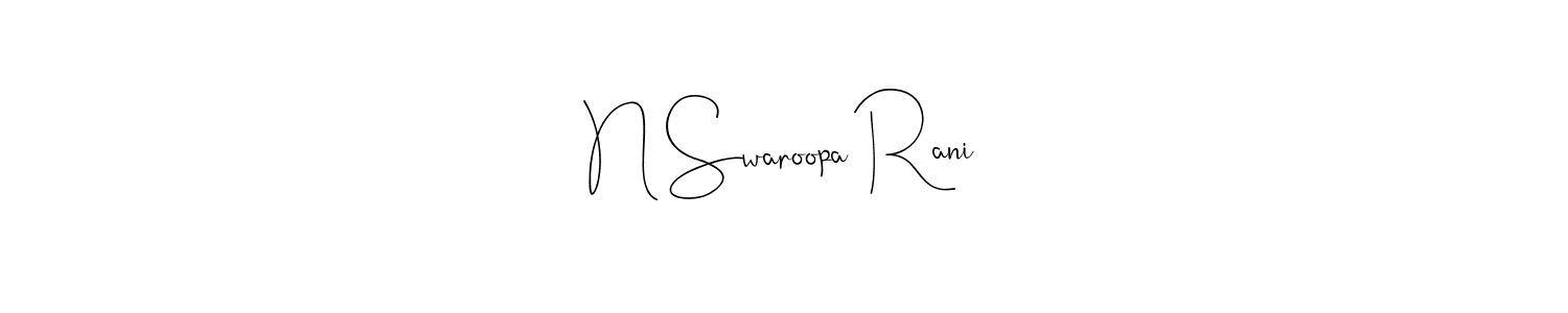 See photos of N Swaroopa Rani official signature by Spectra . Check more albums & portfolios. Read reviews & check more about Andilay-7BmLP font. N Swaroopa Rani signature style 4 images and pictures png