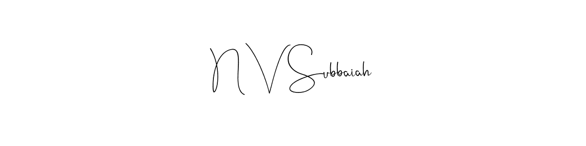 How to make N V Subbaiah name signature. Use Andilay-7BmLP style for creating short signs online. This is the latest handwritten sign. N V Subbaiah signature style 4 images and pictures png