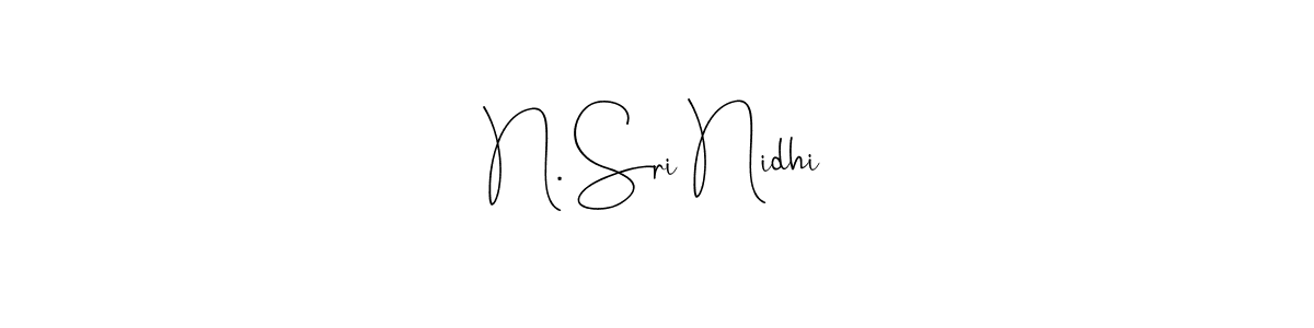 if you are searching for the best signature style for your name N. Sri Nidhi. so please give up your signature search. here we have designed multiple signature styles  using Andilay-7BmLP. N. Sri Nidhi signature style 4 images and pictures png