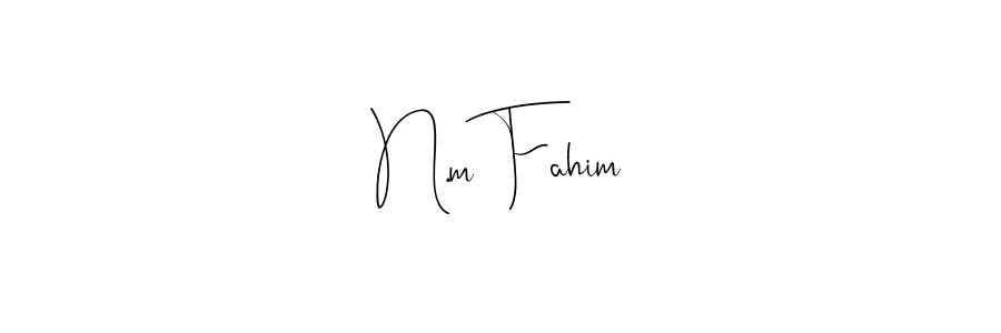The best way (Andilay-7BmLP) to make a short signature is to pick only two or three words in your name. The name N.m Fahim include a total of six letters. For converting this name. N.m Fahim signature style 4 images and pictures png