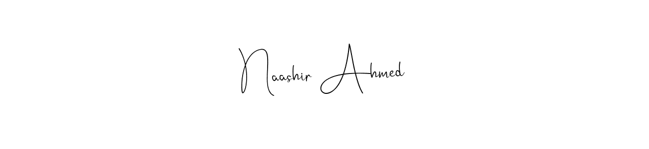 if you are searching for the best signature style for your name Naashir Ahmed. so please give up your signature search. here we have designed multiple signature styles  using Andilay-7BmLP. Naashir Ahmed signature style 4 images and pictures png