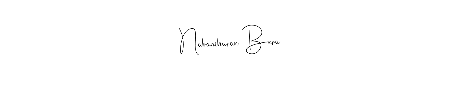 The best way (Andilay-7BmLP) to make a short signature is to pick only two or three words in your name. The name Nabaniharan Bera include a total of six letters. For converting this name. Nabaniharan Bera signature style 4 images and pictures png