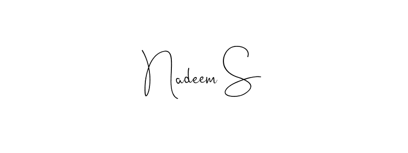 Also You can easily find your signature by using the search form. We will create Nadeem S name handwritten signature images for you free of cost using Andilay-7BmLP sign style. Nadeem S signature style 4 images and pictures png