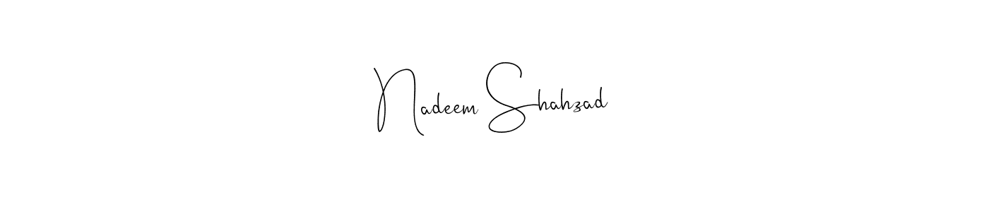 How to make Nadeem Shahzad name signature. Use Andilay-7BmLP style for creating short signs online. This is the latest handwritten sign. Nadeem Shahzad signature style 4 images and pictures png