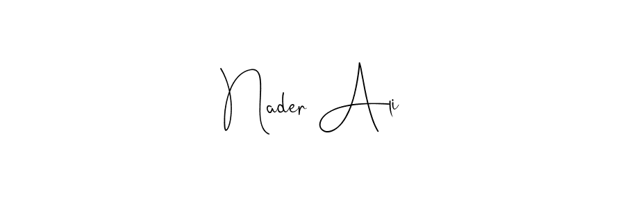 The best way (Andilay-7BmLP) to make a short signature is to pick only two or three words in your name. The name Nader Ali include a total of six letters. For converting this name. Nader Ali signature style 4 images and pictures png