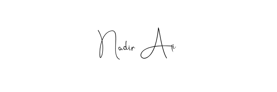 How to make Nadir Ali name signature. Use Andilay-7BmLP style for creating short signs online. This is the latest handwritten sign. Nadir Ali signature style 4 images and pictures png