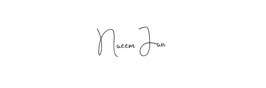 How to make Naeem Jan name signature. Use Andilay-7BmLP style for creating short signs online. This is the latest handwritten sign. Naeem Jan signature style 4 images and pictures png