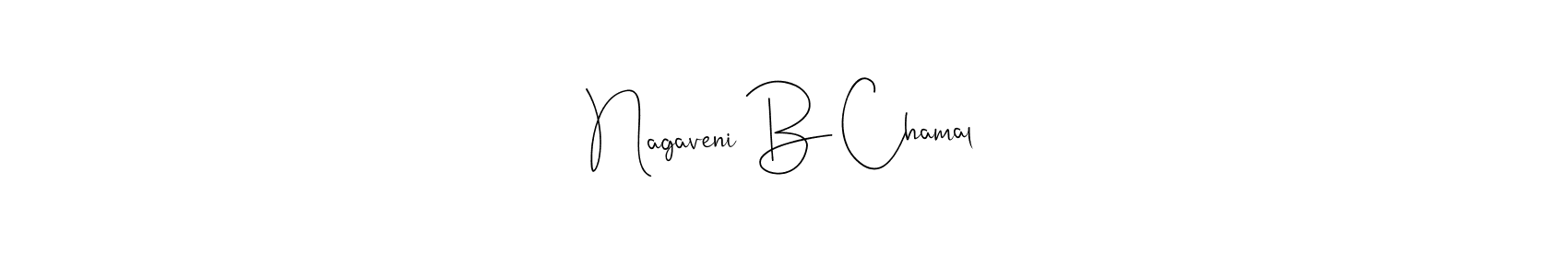 This is the best signature style for the Nagaveni B Chamal name. Also you like these signature font (Andilay-7BmLP). Mix name signature. Nagaveni B Chamal signature style 4 images and pictures png