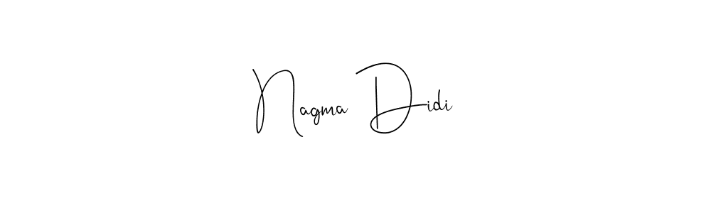 Andilay-7BmLP is a professional signature style that is perfect for those who want to add a touch of class to their signature. It is also a great choice for those who want to make their signature more unique. Get Nagma Didi name to fancy signature for free. Nagma Didi signature style 4 images and pictures png