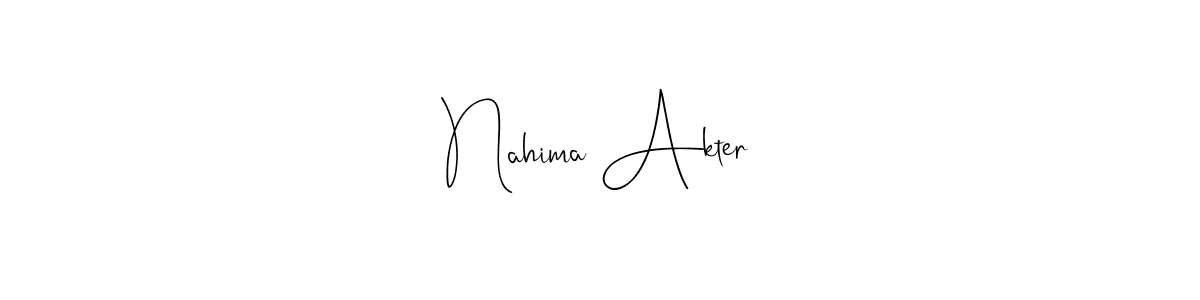 Also You can easily find your signature by using the search form. We will create Nahima Akter name handwritten signature images for you free of cost using Andilay-7BmLP sign style. Nahima Akter signature style 4 images and pictures png