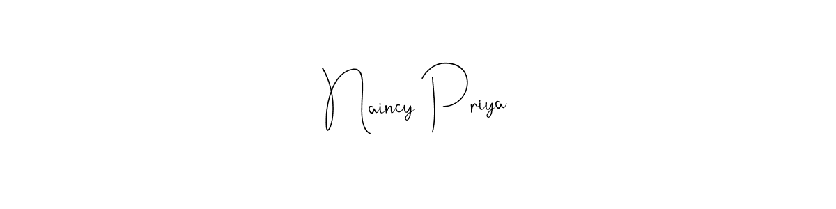 Similarly Andilay-7BmLP is the best handwritten signature design. Signature creator online .You can use it as an online autograph creator for name Naincy Priya. Naincy Priya signature style 4 images and pictures png