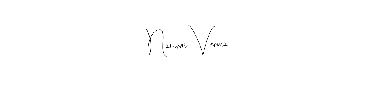 This is the best signature style for the Nainshi Verma name. Also you like these signature font (Andilay-7BmLP). Mix name signature. Nainshi Verma signature style 4 images and pictures png