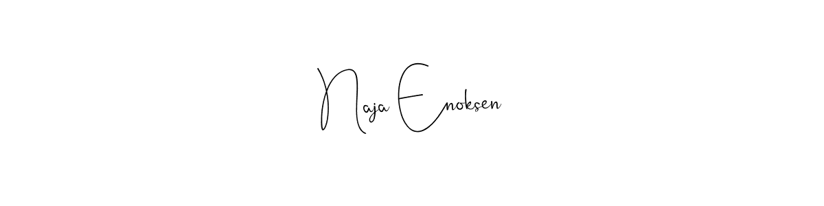 if you are searching for the best signature style for your name Naja Enoksen. so please give up your signature search. here we have designed multiple signature styles  using Andilay-7BmLP. Naja Enoksen signature style 4 images and pictures png