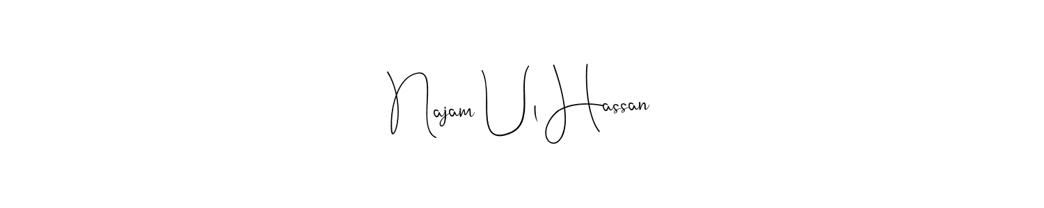 if you are searching for the best signature style for your name Najam Ul Hassan. so please give up your signature search. here we have designed multiple signature styles  using Andilay-7BmLP. Najam Ul Hassan signature style 4 images and pictures png