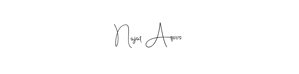 if you are searching for the best signature style for your name Najat Allous. so please give up your signature search. here we have designed multiple signature styles  using Andilay-7BmLP. Najat Allous signature style 4 images and pictures png