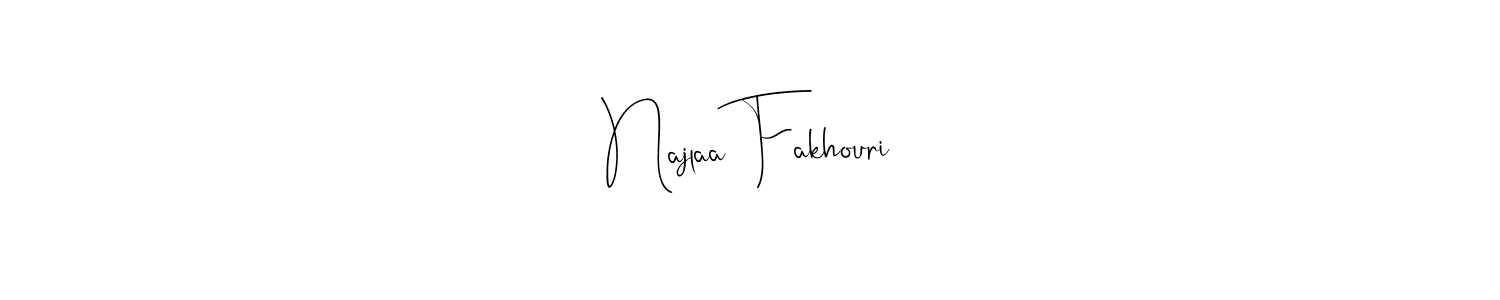 How to make Najlaa Fakhouri name signature. Use Andilay-7BmLP style for creating short signs online. This is the latest handwritten sign. Najlaa Fakhouri signature style 4 images and pictures png
