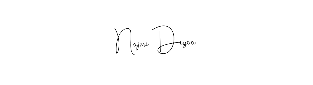 You can use this online signature creator to create a handwritten signature for the name Najmi Diyaa. This is the best online autograph maker. Najmi Diyaa signature style 4 images and pictures png