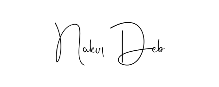 Personalize your online presence with Nakul Deb signature rendered in elegant Andilay-7BmLP font. Great for website footers and blogs. Nakul Deb signature style 4 images and pictures png