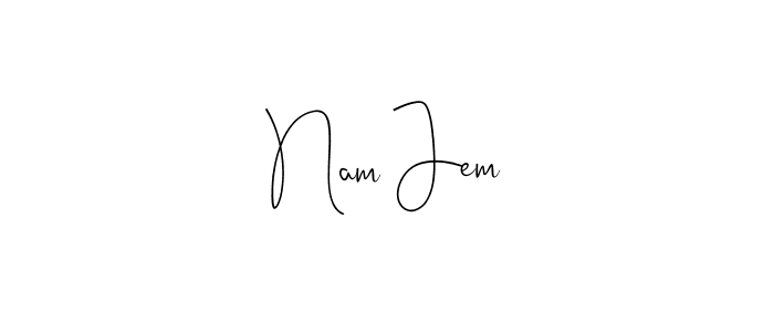 How to make Nam Jem name signature. Use Andilay-7BmLP style for creating short signs online. This is the latest handwritten sign. Nam Jem signature style 4 images and pictures png