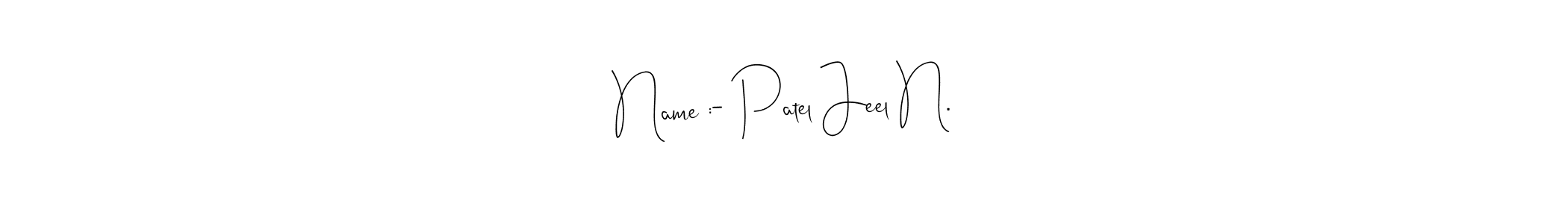 The best way (Andilay-7BmLP) to make a short signature is to pick only two or three words in your name. The name Name :- Patel Jeel N. include a total of six letters. For converting this name. Name :- Patel Jeel N. signature style 4 images and pictures png