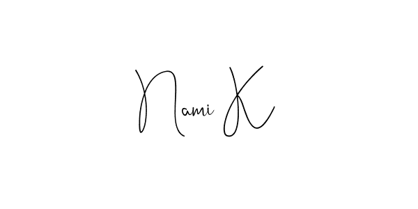 Also You can easily find your signature by using the search form. We will create Nami K name handwritten signature images for you free of cost using Andilay-7BmLP sign style. Nami K signature style 4 images and pictures png