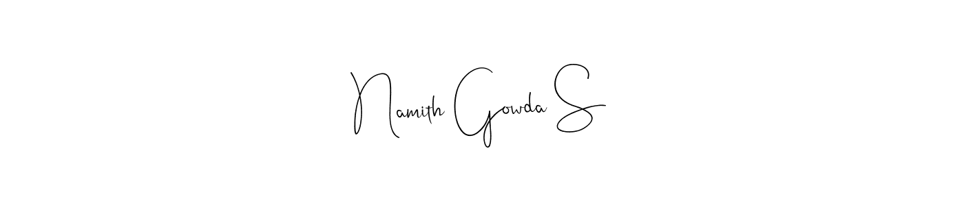 Andilay-7BmLP is a professional signature style that is perfect for those who want to add a touch of class to their signature. It is also a great choice for those who want to make their signature more unique. Get Namith Gowda S name to fancy signature for free. Namith Gowda S signature style 4 images and pictures png