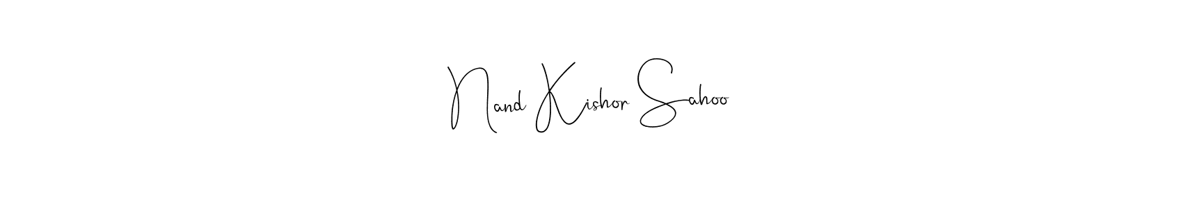 if you are searching for the best signature style for your name Nand Kishor Sahoo. so please give up your signature search. here we have designed multiple signature styles  using Andilay-7BmLP. Nand Kishor Sahoo signature style 4 images and pictures png