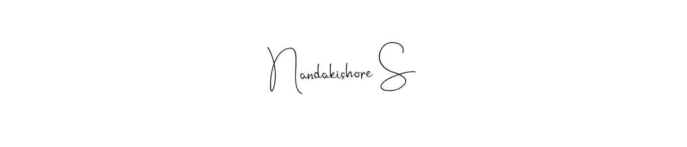 The best way (Andilay-7BmLP) to make a short signature is to pick only two or three words in your name. The name Nandakishore S include a total of six letters. For converting this name. Nandakishore S signature style 4 images and pictures png